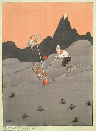 For Green Winters in Switzerland - A Simple Device for Making your Own Snow as You Go Along by William Heath Robinson